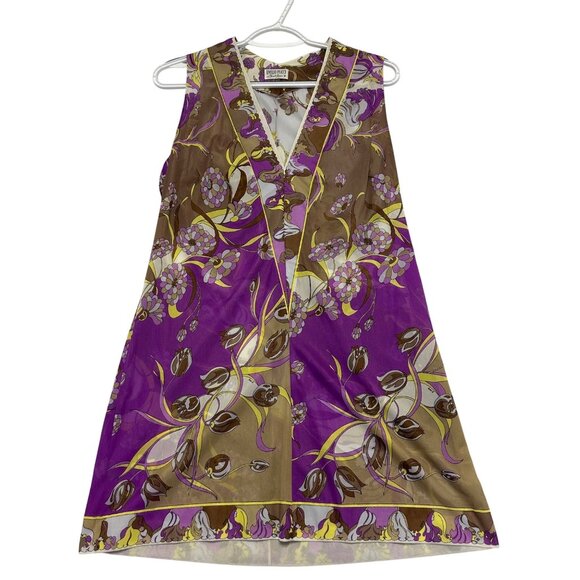 Emilio Pucci Formfit Rogers Vtg 60s Slip & Robe Set Size S/M Mod Print Sheer - Picture 2 of 16